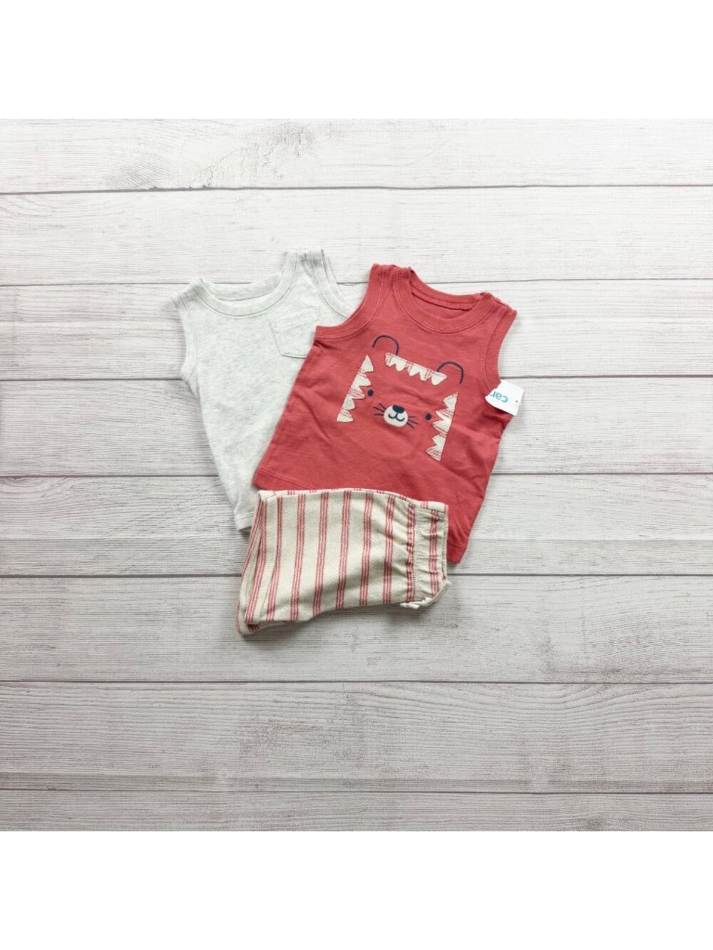 Carter's 3 Piece Sleeveless Bodysuit Tank Top Striped Shorts Set NWT 3-6 Months